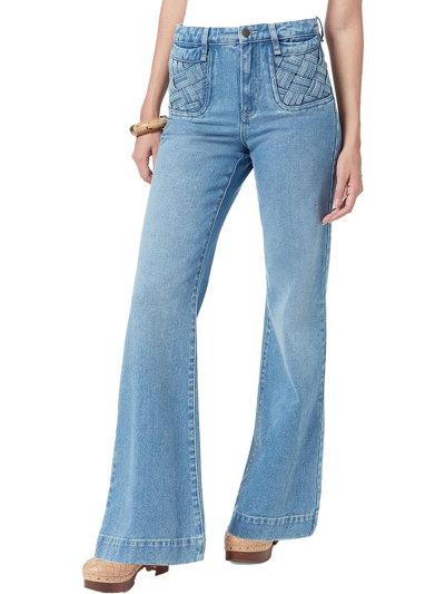 Shop Sam Edelman Bay Womens High Rise Denim Flare Jeans In Multi