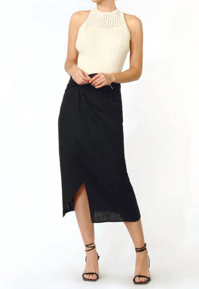 Shop Greylin Brenda Pareo Midi Skirt In Black