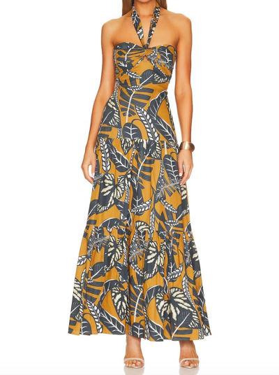 Shop Karina Grimaldi Talia Printed Maxi Dress In Selva In Multi
