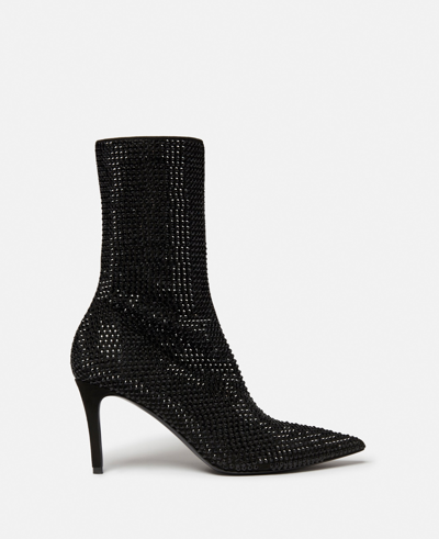 Shop Stella Mccartney Stella Iconic Crystal Heeled Ankle Boots In Black