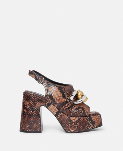 Shop Stella Mccartney Skyla Alter Python Chain Platform Sandals In Brown