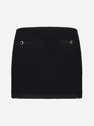 Shop Alessandra Rich Check Tweed Miniskirt In Black