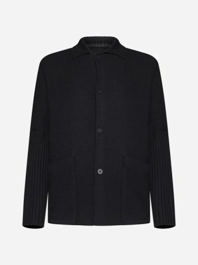 Shop Issey Miyake Cotton-blend Cardigan In Black