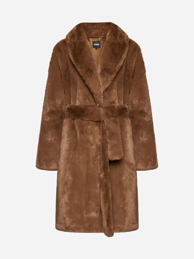 Shop Apparis Bree Faux Fur Coat In Camel