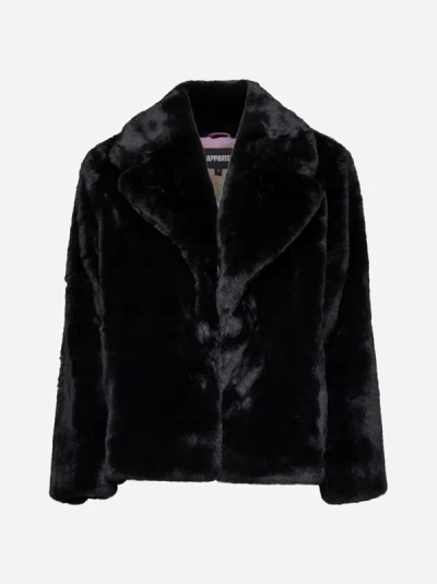 Shop Apparis Milly Faux Fur Jacket In Black
