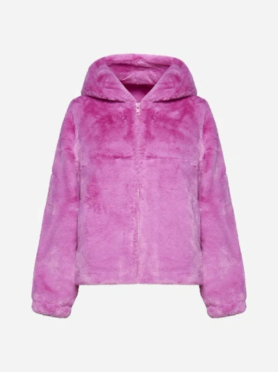 Shop Apparis Luz Faux Fur Jacket In Sugar Pink