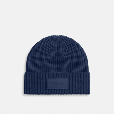 Shop Coach Outlet Knit Beanie In Blue