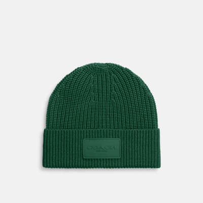 Shop Coach Outlet Knit Beanie In Green