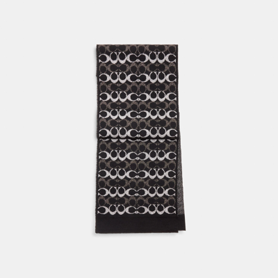 Shop Coach Outlet Signature Metallic Knit Scarf In Black