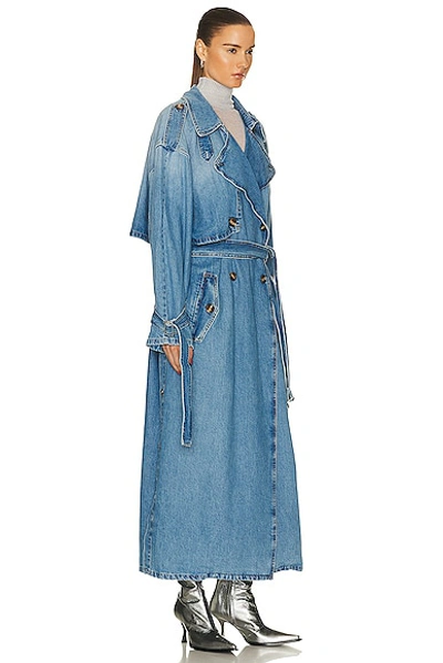 Acne Studios Denim Double-breasted Trench Coat In Light Blue
