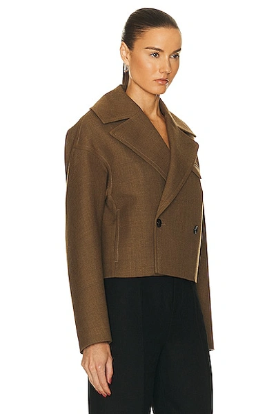 Shop Bottega Veneta Structured Wool Cropped Jacket In Gingersnap Melange