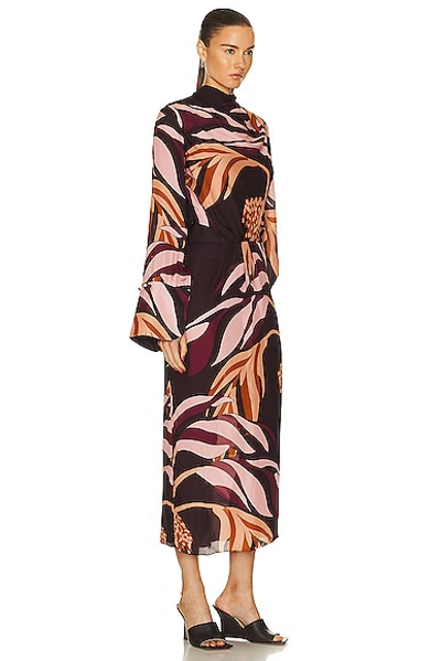 Shop Johanna Ortiz New Symbols Ankle Dress In Palm Wine & Pink