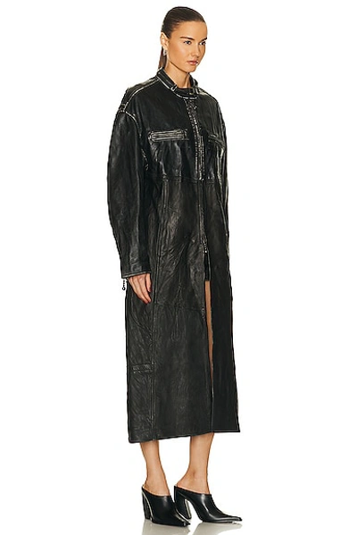 Shop Acne Studios Leather Floor Length Coat In Black