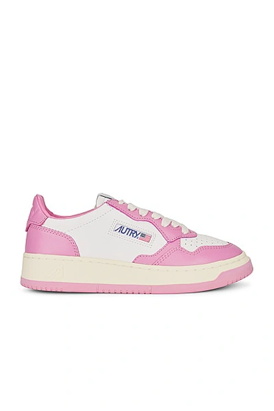 Shop Autry Medalist Low Sneaker In Leather  Leather White  & Mauve