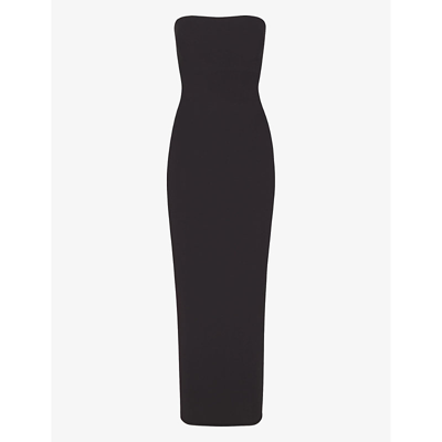 Shop Skims Womens Onyx Fits Everybody Square-neck Stretch-woven Maxi Dress