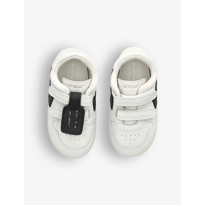 Shop Off-white Out Of Office Logo-embroidered Leather Low-top Crib Shoes 0-12 Months In White
