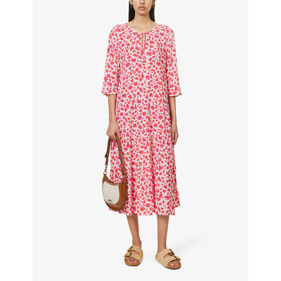 Shop Aspiga Emma Abstract-pattern Woven Midi Dress In Pink
