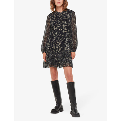 Shop Whistles Womens Black Speckled Polka-dot Woven Mini Dress