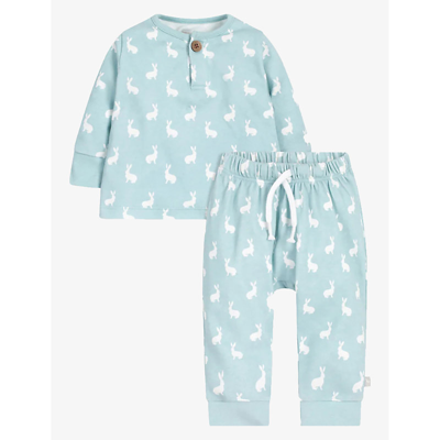 Shop The Little Tailor Bunny Long-sleeve Cotton-jersey Tracksuit 3-24 Months In Blue