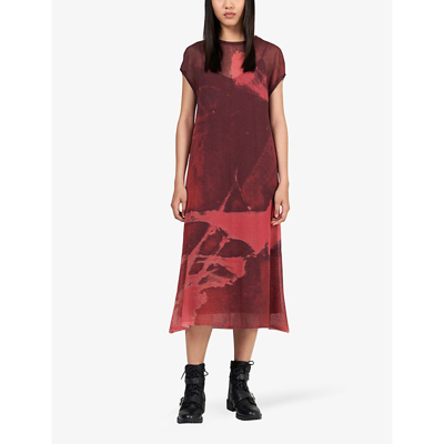 Shop Leem Women's Burgundy C Graphic-print Woven Midi Dress