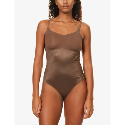 Shop Spanx Thinstincts® 2.0 Open-bust Stretch-woven Body In Chestnut Brown