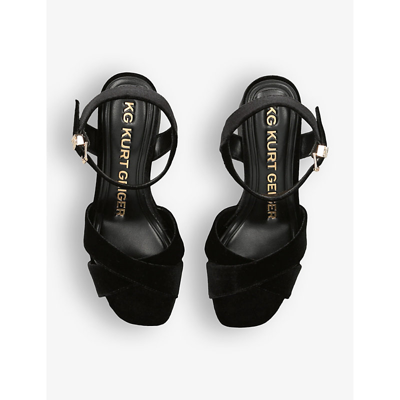 Shop Kg Kurt Geiger Women's Black/comb Fenix Cross-strap Suede Heeled Sandals
