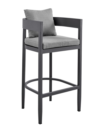 Shop Armen Living Argiope Outdoor Patio Counter Height Bar Stool In Grey