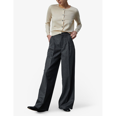 Shop Soeur Women's Grey Pegase Wide-leg High-rise Wool Trousers