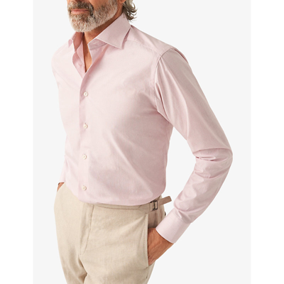 Shop Eton Mens Pink Business Striped Regular-fit Cotton-poplin Shirt