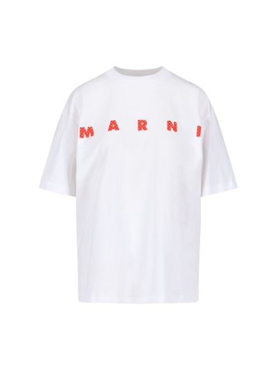 Shop Marni Polka Dot Logo T-shirt In White