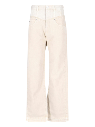 Shop Isabel Marant Two-tone Jeans "noemie" In Cream