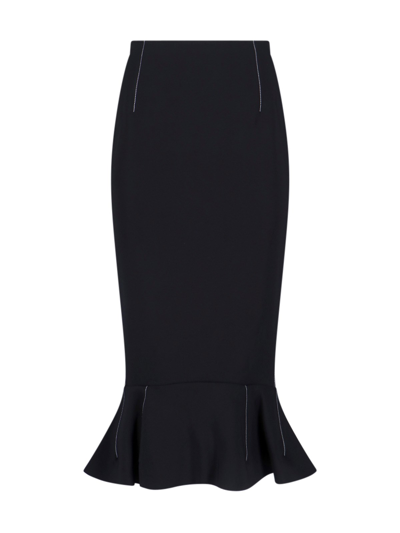 Shop Marni Flounced Sheath Skirt In Black  