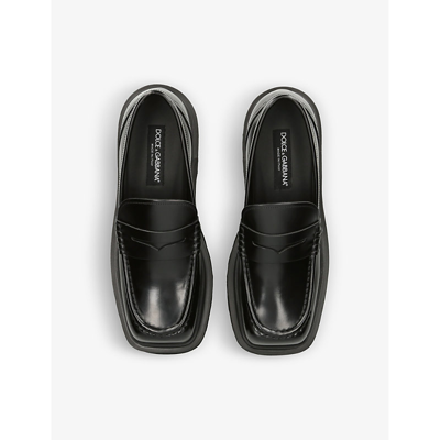 Shop Dolce & Gabbana Mens Black City Trek Leather Loafers
