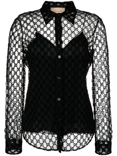 Shop Gucci Gg Tulle Shirt - Women's - Polyamide In Black