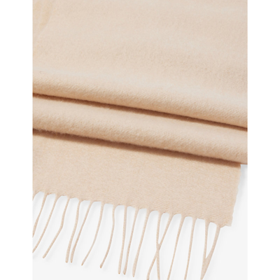 Shop Johnstons Women's Blonde Fringe-trim Brushed Cashmere Scarf