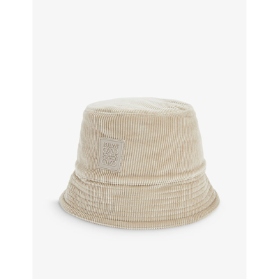 Shop Loewe Men's Grey Patch Brand-patch Cotton-corduroy Bucket Hat