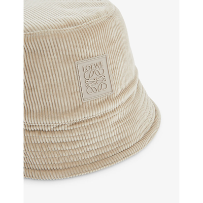 Shop Loewe Men's Grey Patch Brand-patch Cotton-corduroy Bucket Hat