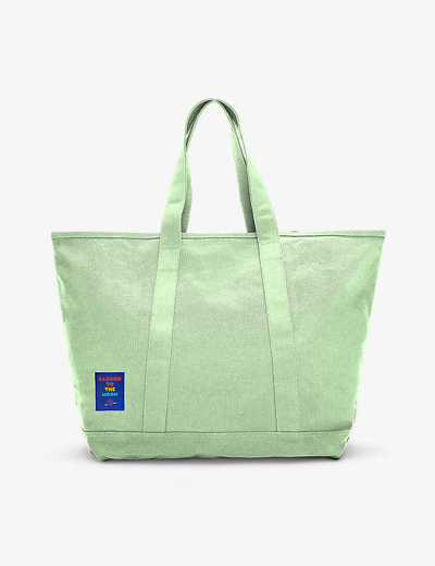 Shop Baboon To The Moon Brand-patch Canvas Tote Bag In Patina Green