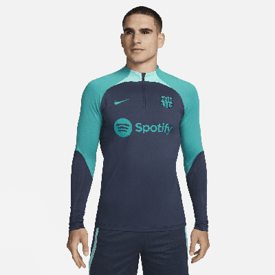 Shop Nike Fc Barcelona Strike  Men's Dri-fit Knit Soccer Drill Top In Blue
