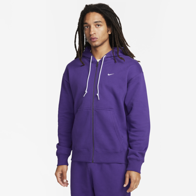 Shop Nike Men's Solo Swoosh Full-zip Hoodie In Purple