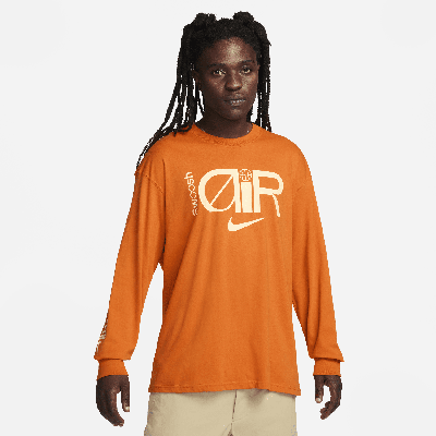 Shop Nike Men's Max90 Long-sleeve Basketball T-shirt In Orange