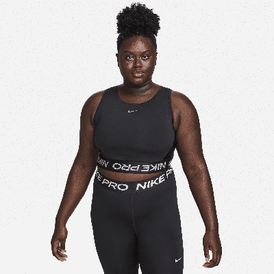 Shop Nike Women's  Pro Dri-fit Cropped Tank Top (plus Size) In Black