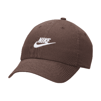 Shop Nike Unisex Club Unstructured Futura Wash Cap In Brown