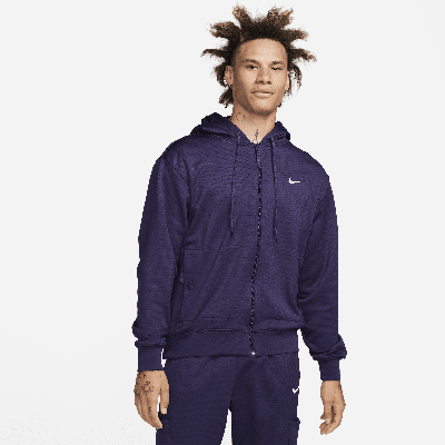 Shop Nike Men's Therma-fit Full-zip Basketball Hoodie In Purple