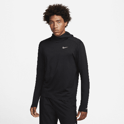Shop Nike Men's Dri-fit Element Uv Running Hoodie In Black