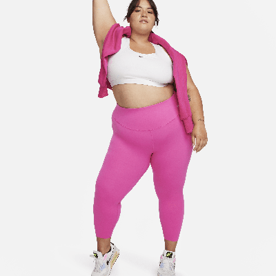 Shop Nike Women's Zenvy Gentle-support High-waisted 7/8 Leggings (plus Size) In Pink