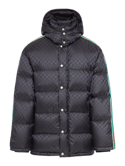 Shop Gucci Hooded Down Jacket In Black