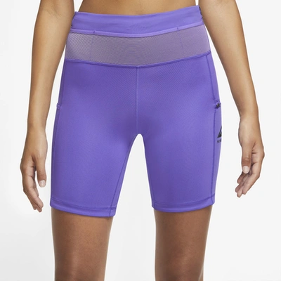 Shop Nike Womens  Dri-fit Epic Luxe Tight Shorts In Purple