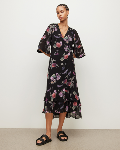 Shop Allsaints Delana Soleil Printed Maxi Wrap Dress