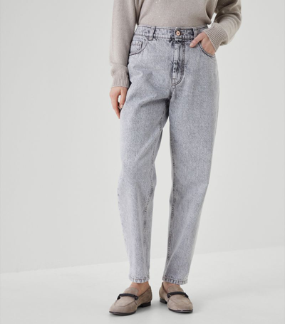 Shop Brunello Cucinelli High-rise Straight Jeans In Grey